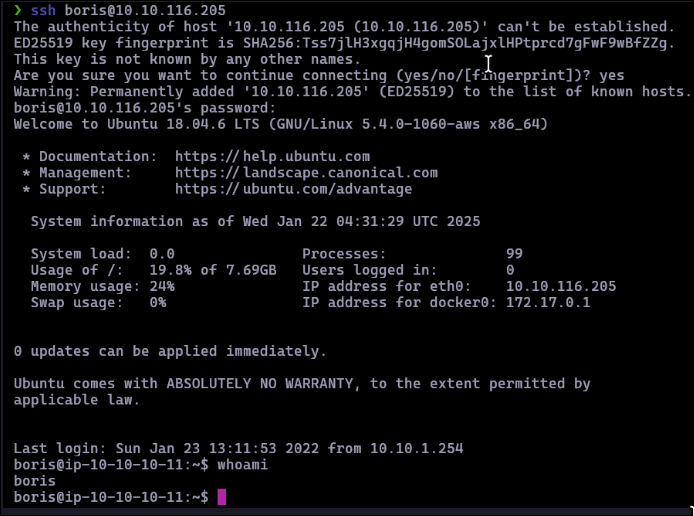 Data Boris ssh